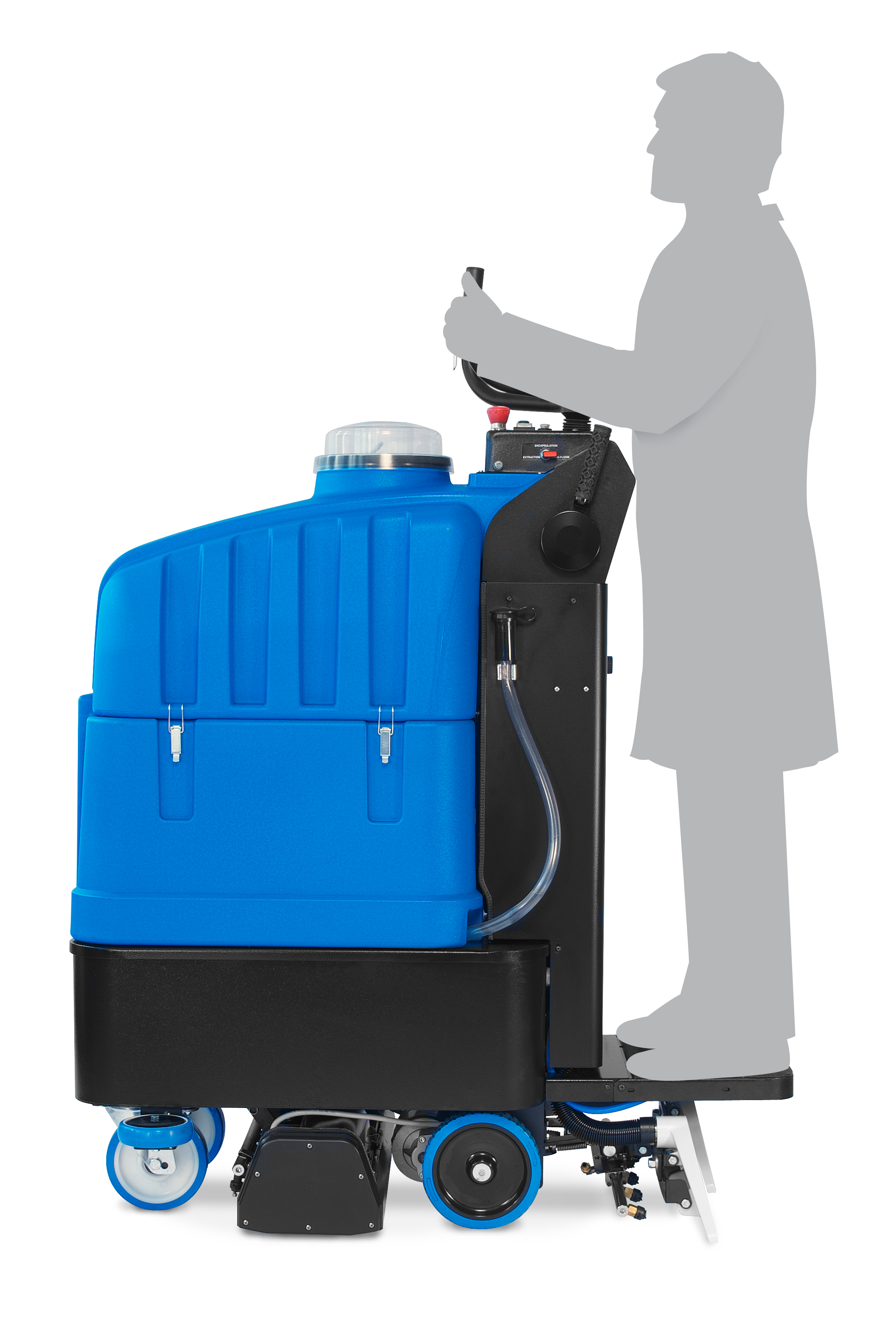 NIKITA Kompakter batteriebetriebener Teppichreinigungsmaschine, mit Bediener an Bord, 70 Liter, mit 2 gegenläufig rotierenden Bürsten - Bild 2