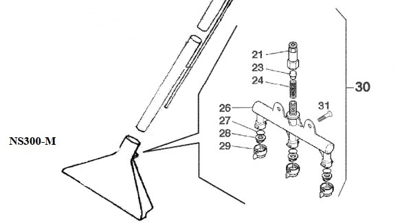 Düsenelement für Bodendüse NS300 komplett (mit Düsen, Schrauben, Riegel)